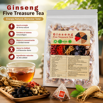 té de cinco tesoros con ginseng