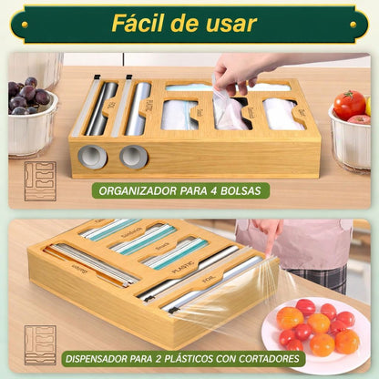 Dispensador multifuncional de papel, aluminio y bolsas