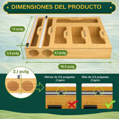 Dispensador multifuncional de papel, aluminio y bolsas